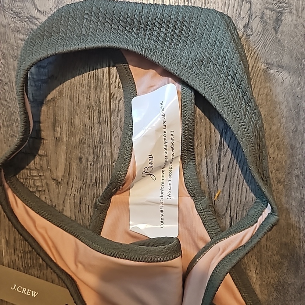 J. Crew Texured Curved Waist Cheeky Bikini Bottom Green Size XS BNWT - Picture 5 of 5